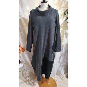 Luukaa Lagenlook Cowl Neck Tunic Pocket Dress Size 5 US 14-16 XL Artsy Relaxed